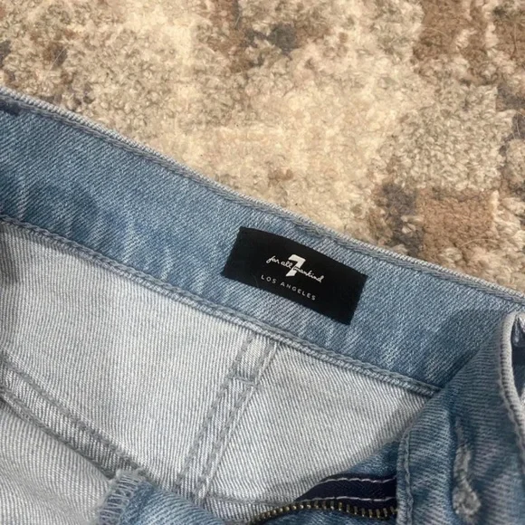 7 For All Mankind Light Blue Denim Shorts - Picture 3 of 3